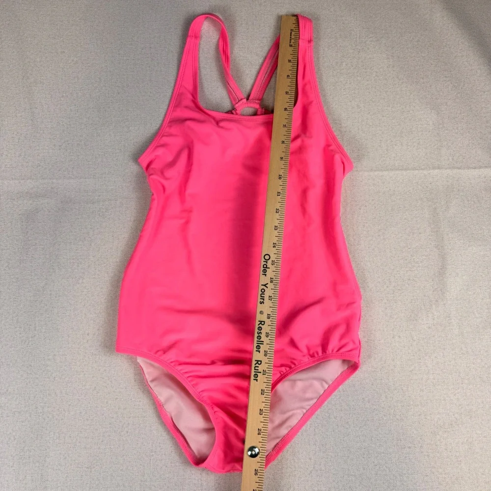 The Childrens Place Girls Neon Pink Strappy Back One Piece Swimsuit Size XXL 16